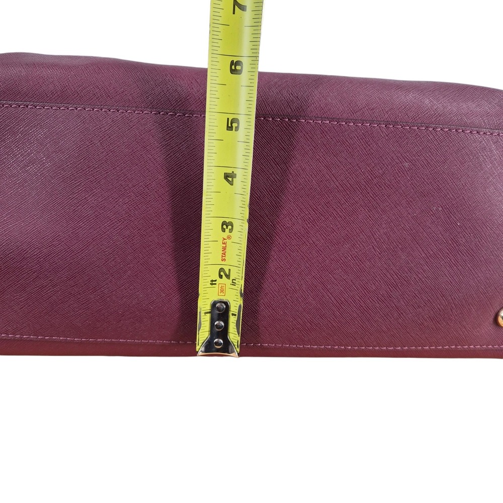 Michael Kors Plum Saffiano Leather Tote Bag Burgundy Gold Hardware Shoulder Bag - Picture 12 of 12